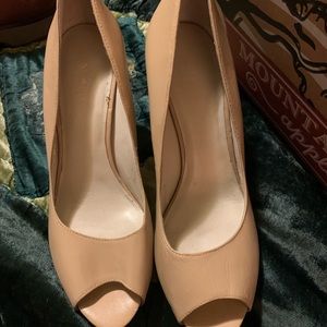 Leather Peep Toe Heels